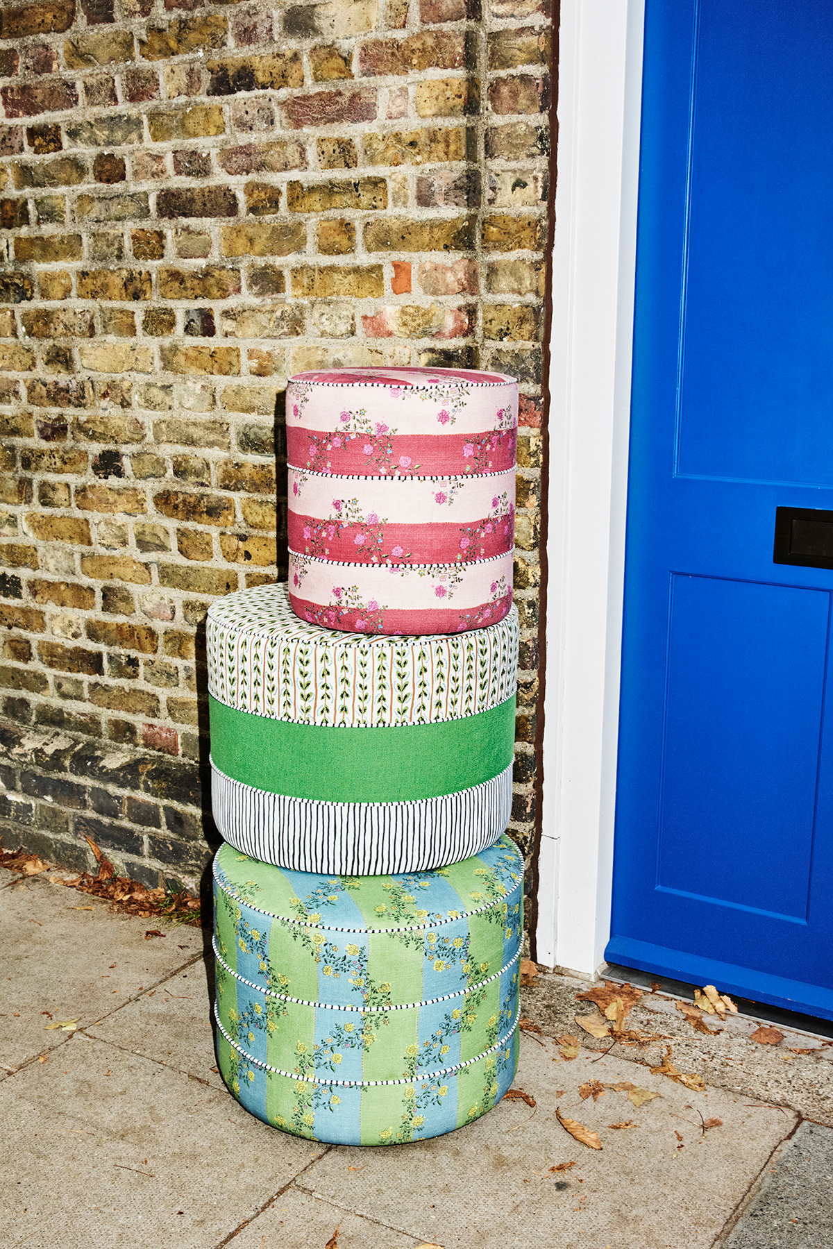 Ottoman | Vine Blots in Artichoke & Dusky Blue