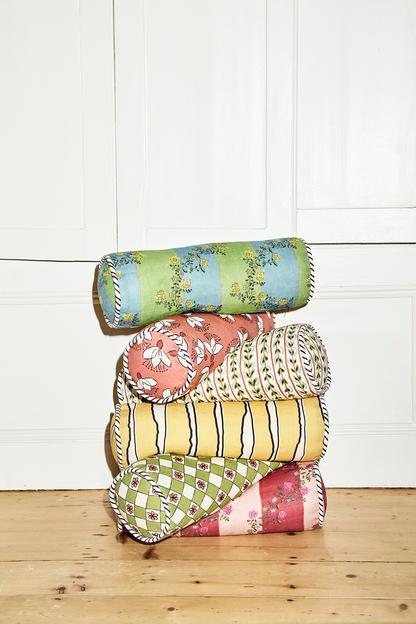 Bolster Cushion | Vine Blots in Artichoke & Dusky Blue