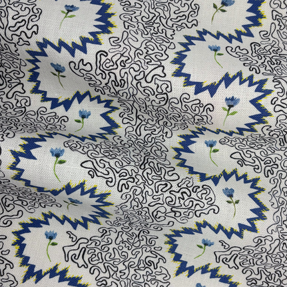 Floral Zigzag | Slate Blue