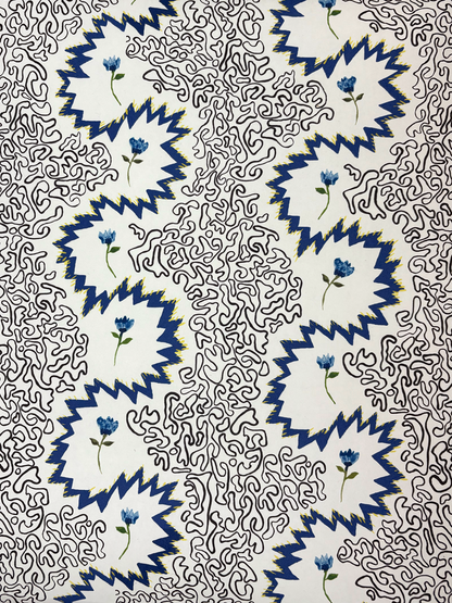 Floral Zigzag | Slate Blue