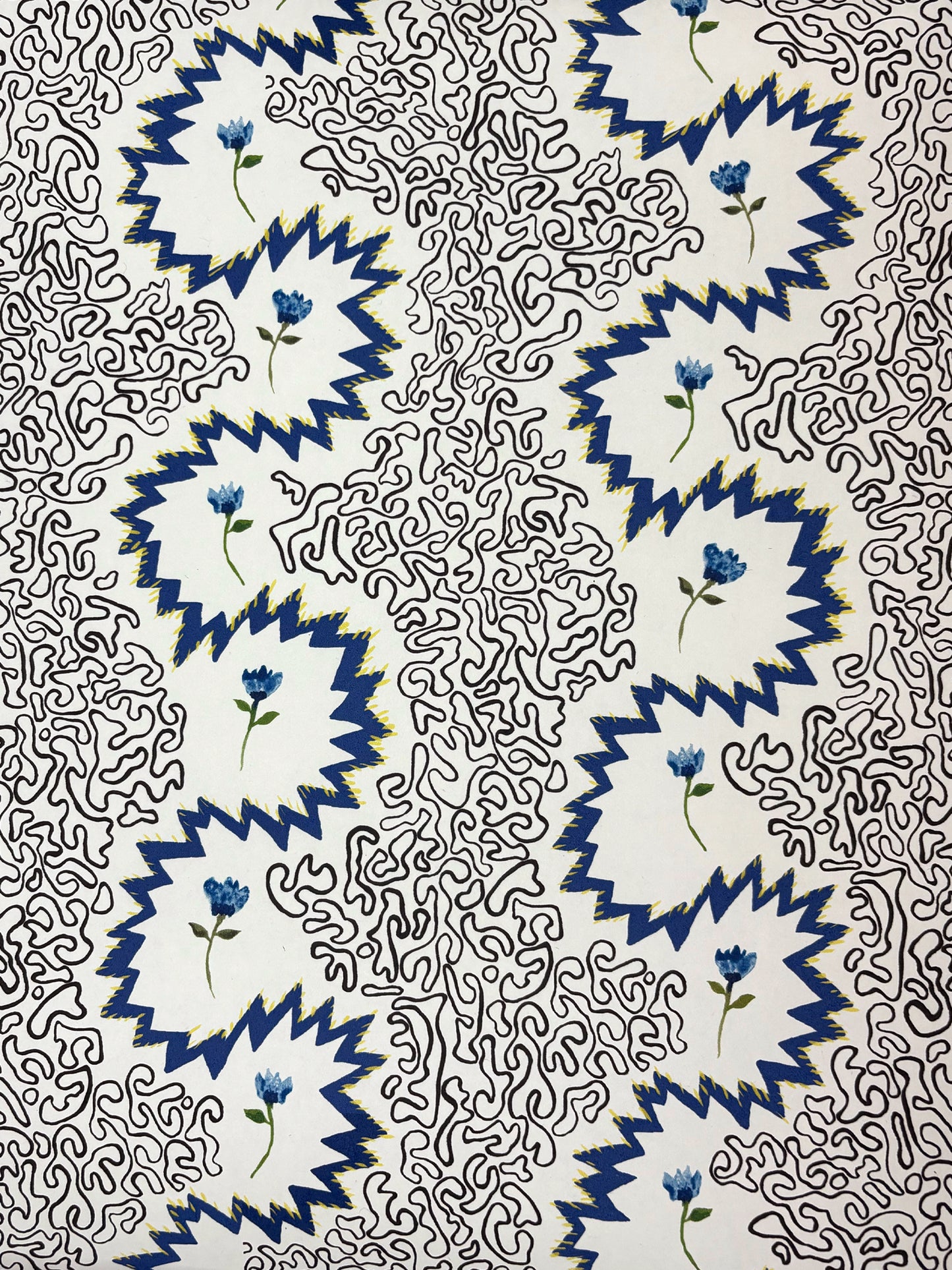 Floral Zigzag | Slate Blue