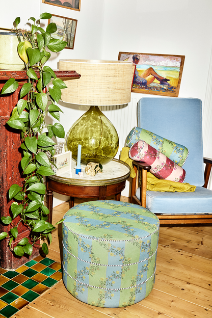 Bolster Cushion | Vine Blots in Artichoke & Dusky Blue